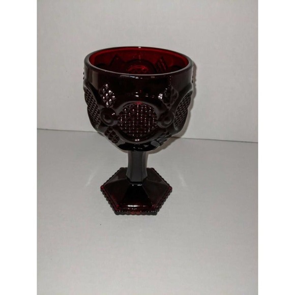 Vintage Avon Cape Cod Collection Ruby Red Glass Footed Water Goblet 6" NIB - Picture 2 of 8